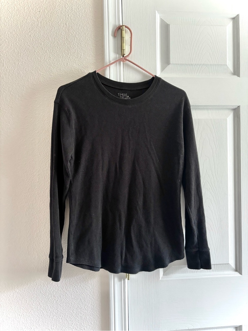Time and Tru Black Thermal Long Sleeve Top Womens M